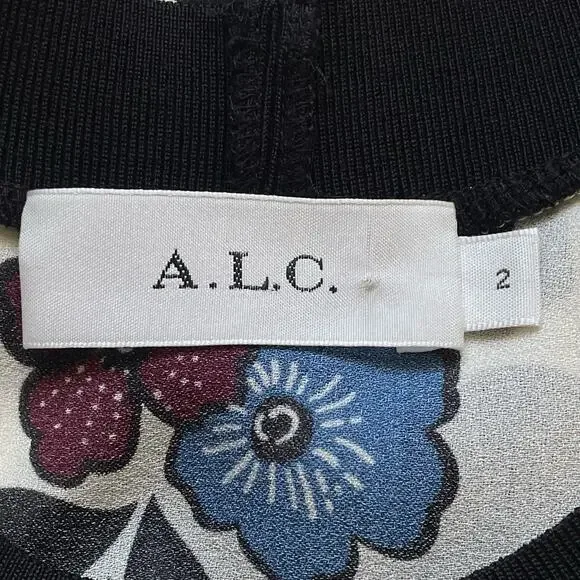 A.L.C. White Silk Harvey African Floral Print Mini Dress Size 2 - Picture 6 of 7